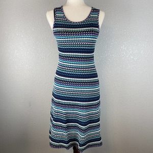 M Missoni Womens Tank Dress XS Turquoise Black Geometric Knit Sleeveless